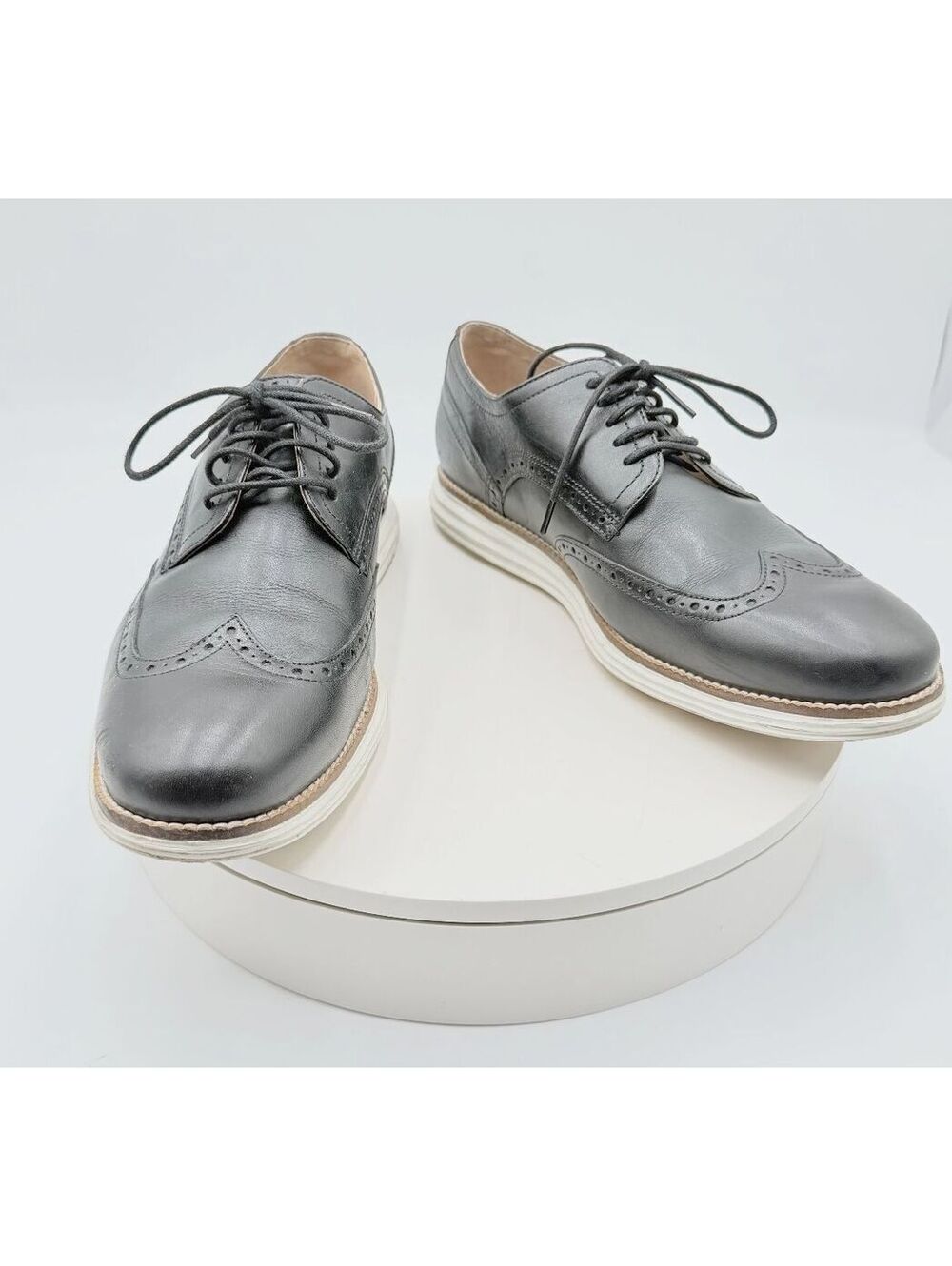 Cole Haan Original Grand Shortwing Wingtip Oxford Black Leather Men's 10.5 M